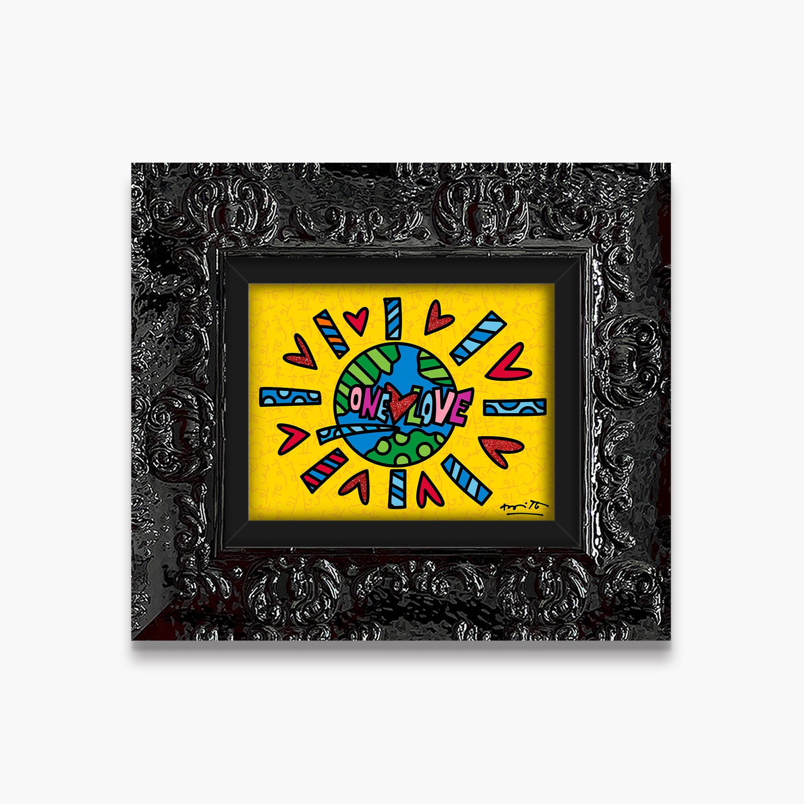 Romero Britto one love limited edition print  contemporary pop art piece
