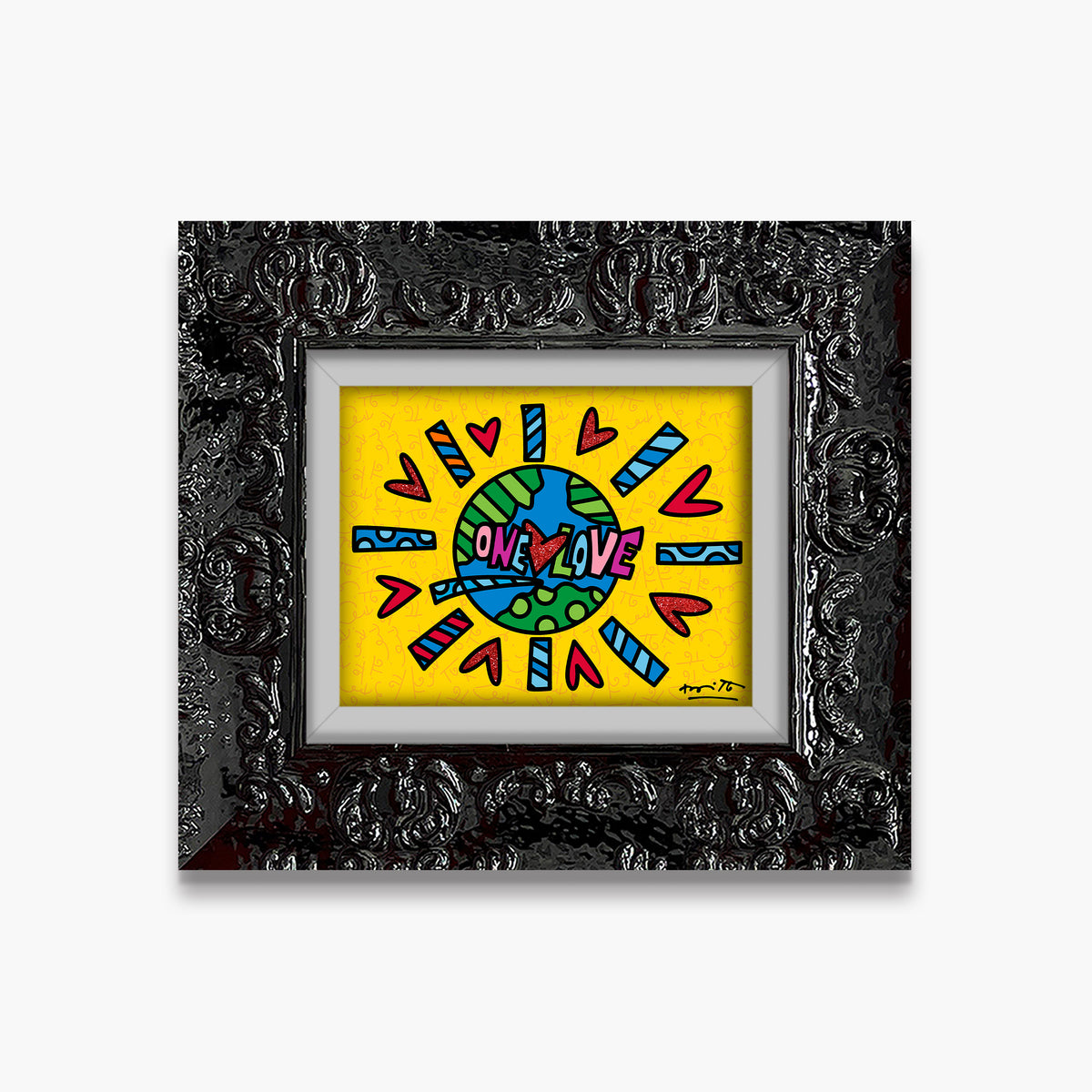 Romero Britto one love limited edition print  colorful pop art design