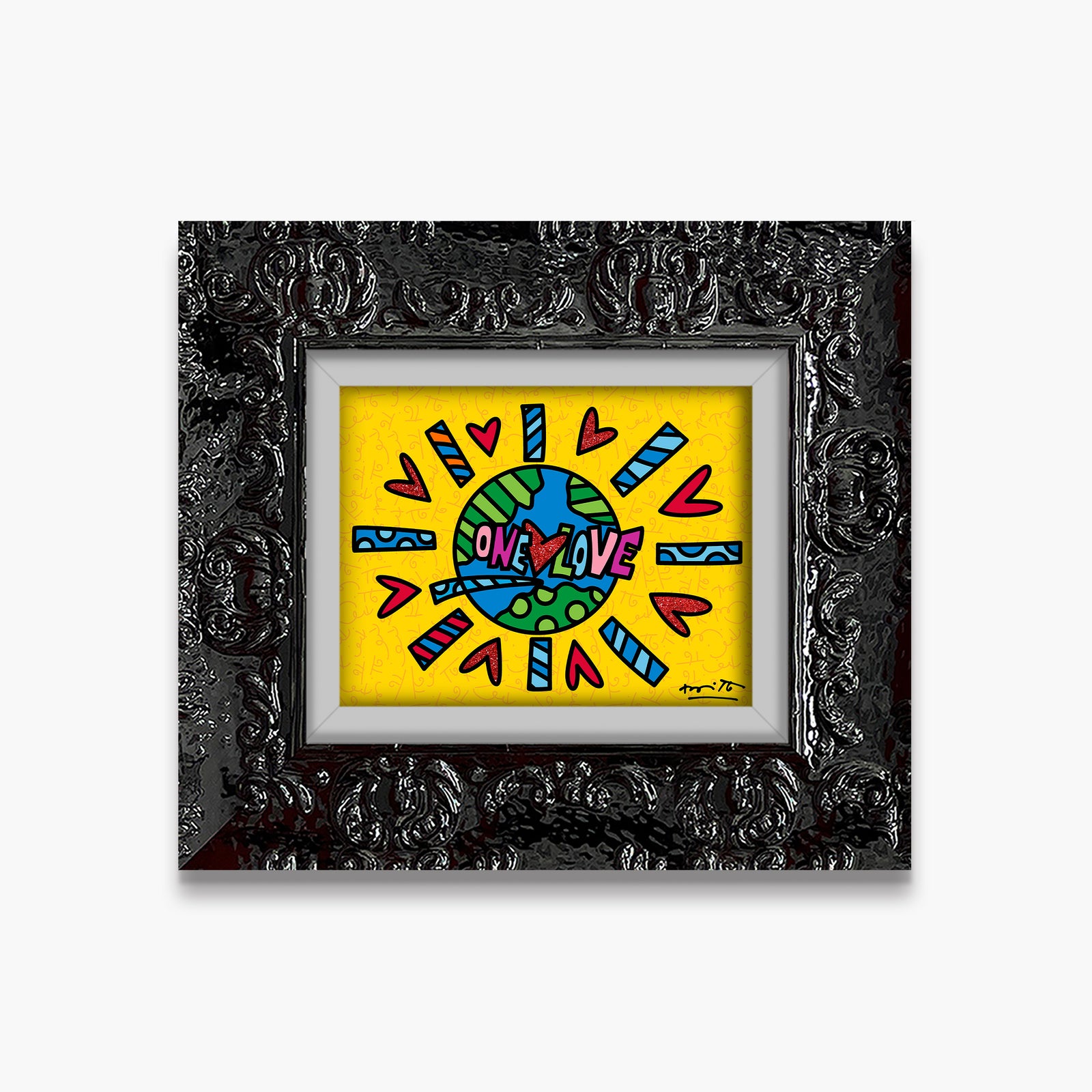 Romero Britto one love limited edition print  colorful pop art design