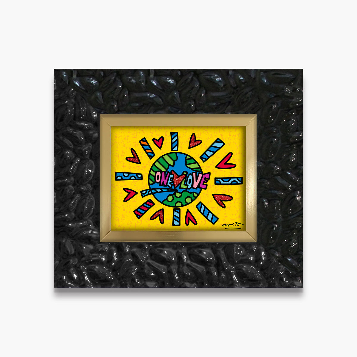 Romero Britto one love limited edition print  contemporary pop art piece