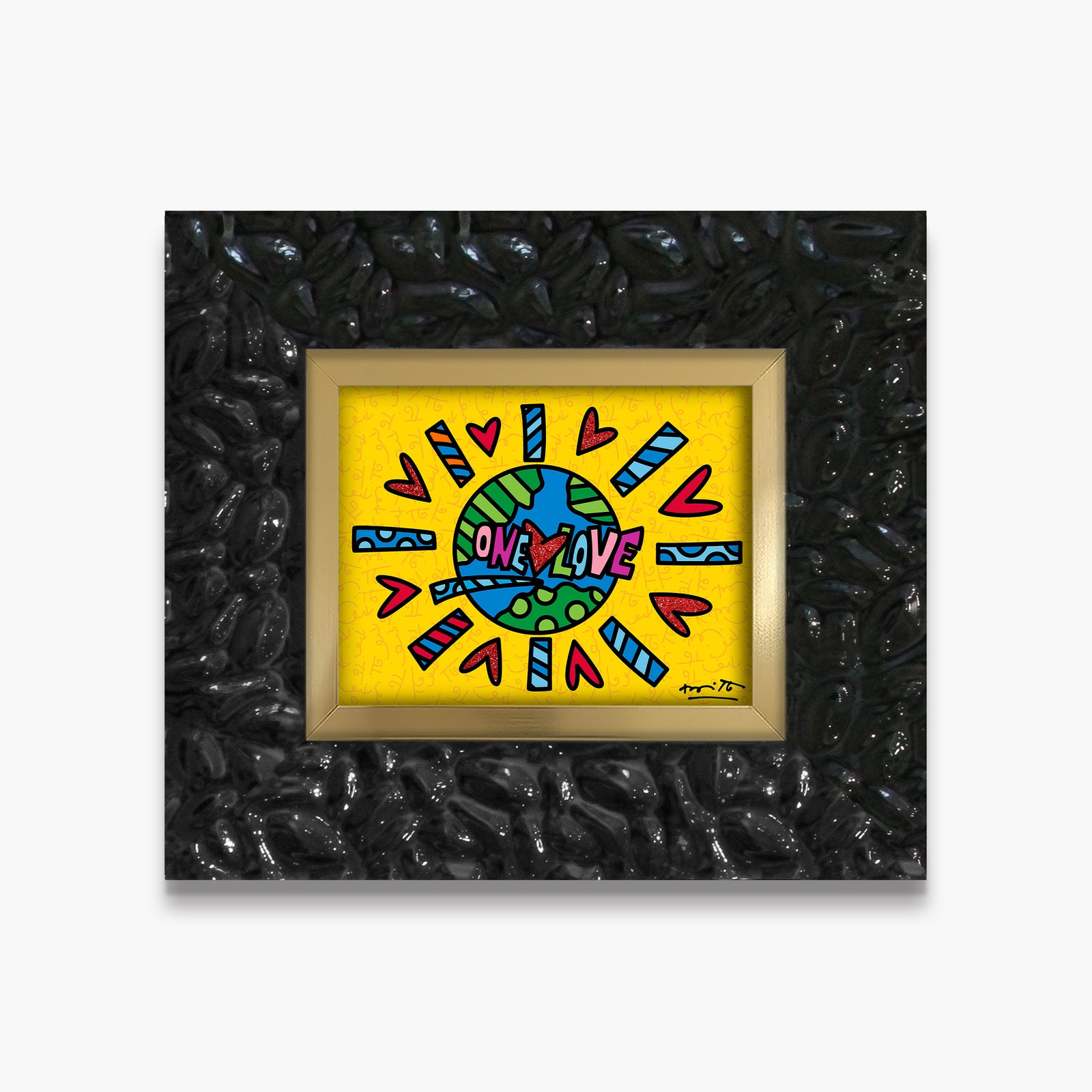 Romero Britto one love limited edition print  contemporary pop art piece
