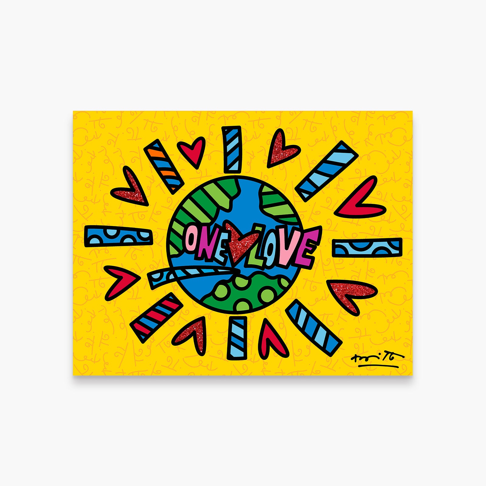 Romero Britto one love limited edition print  colorful pop art design