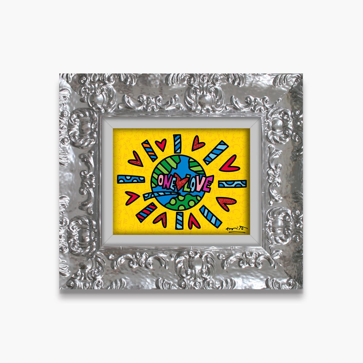 Romero Britto one love limited edition print  colorful pop art design