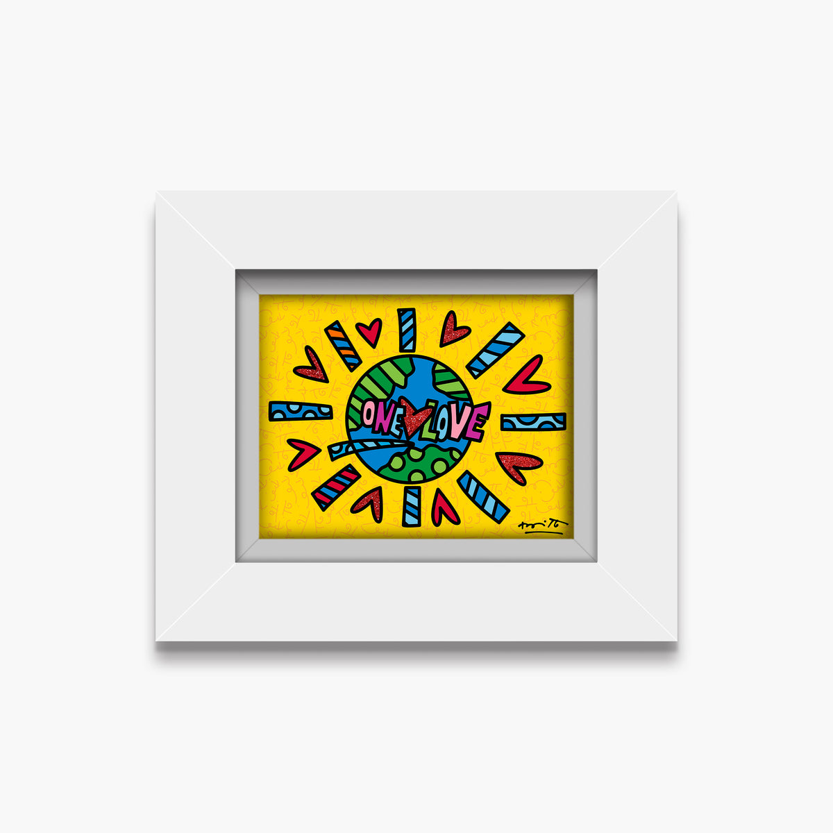 Romero Britto one love limited edition print  contemporary pop art piece