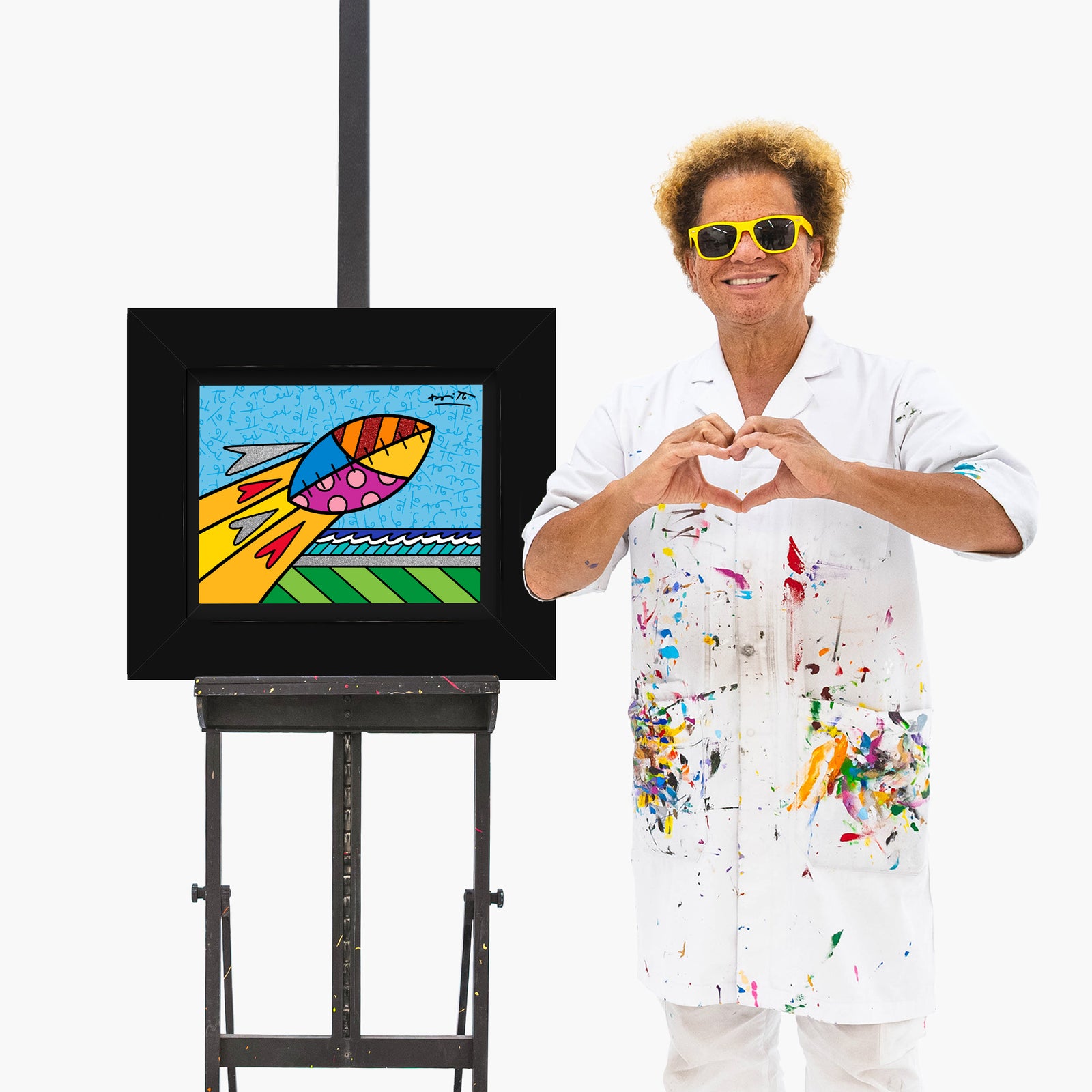 Romero Britto touchdown limited edition print  colorful pop art design