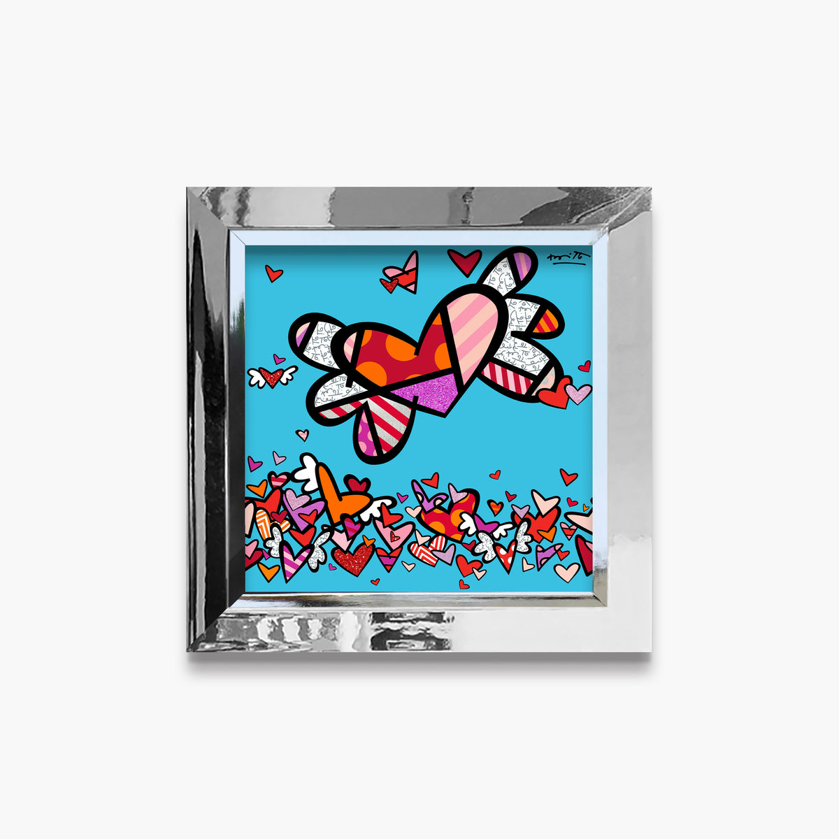 Romero Britto flow ii hearts limited edition  contemporary pop art piece