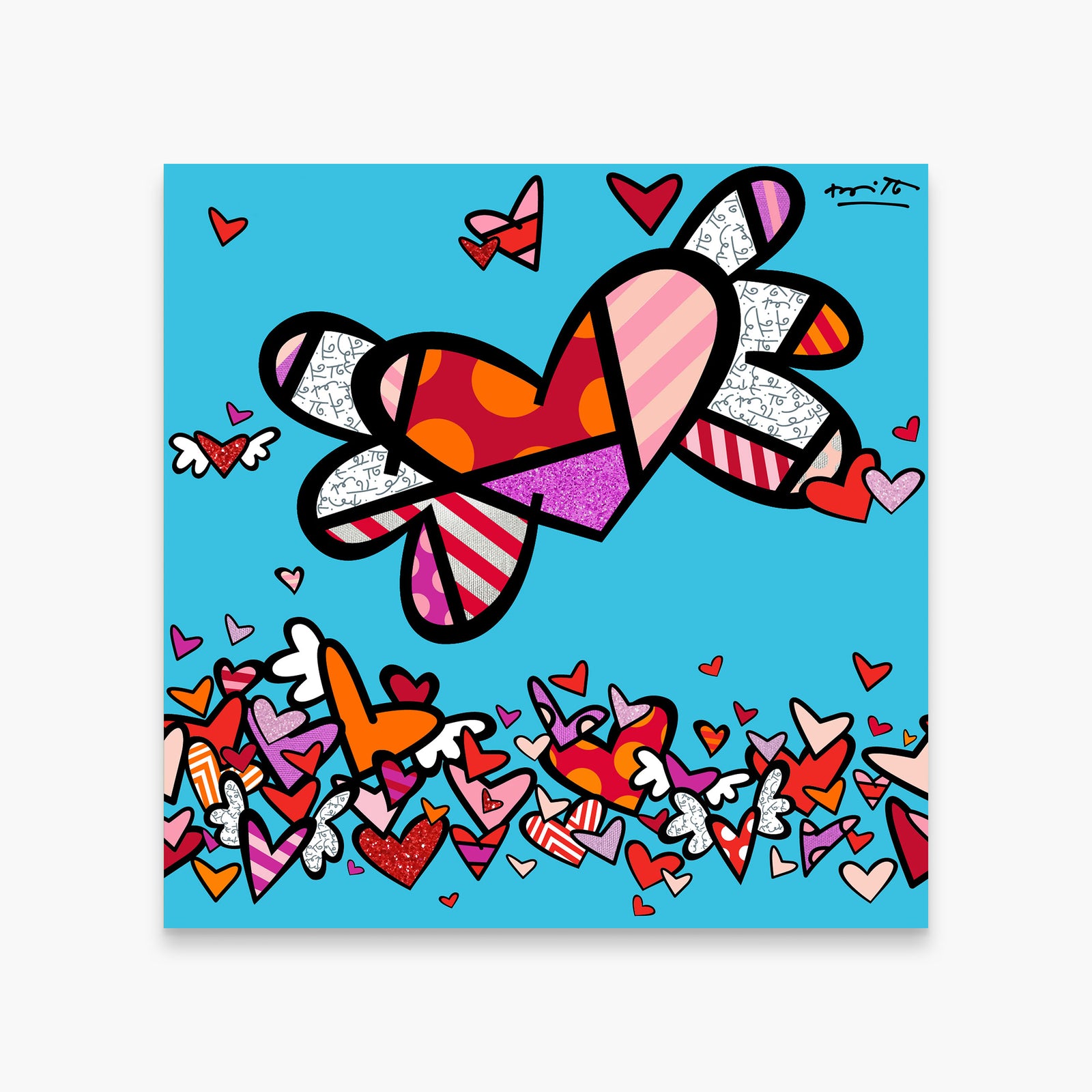 Romero Britto flow ii hearts limited edition  colorful pop art design