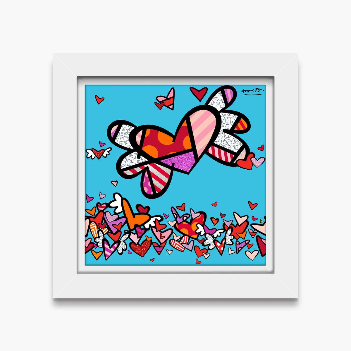 Romero Britto flow ii hearts limited edition  contemporary pop art piece