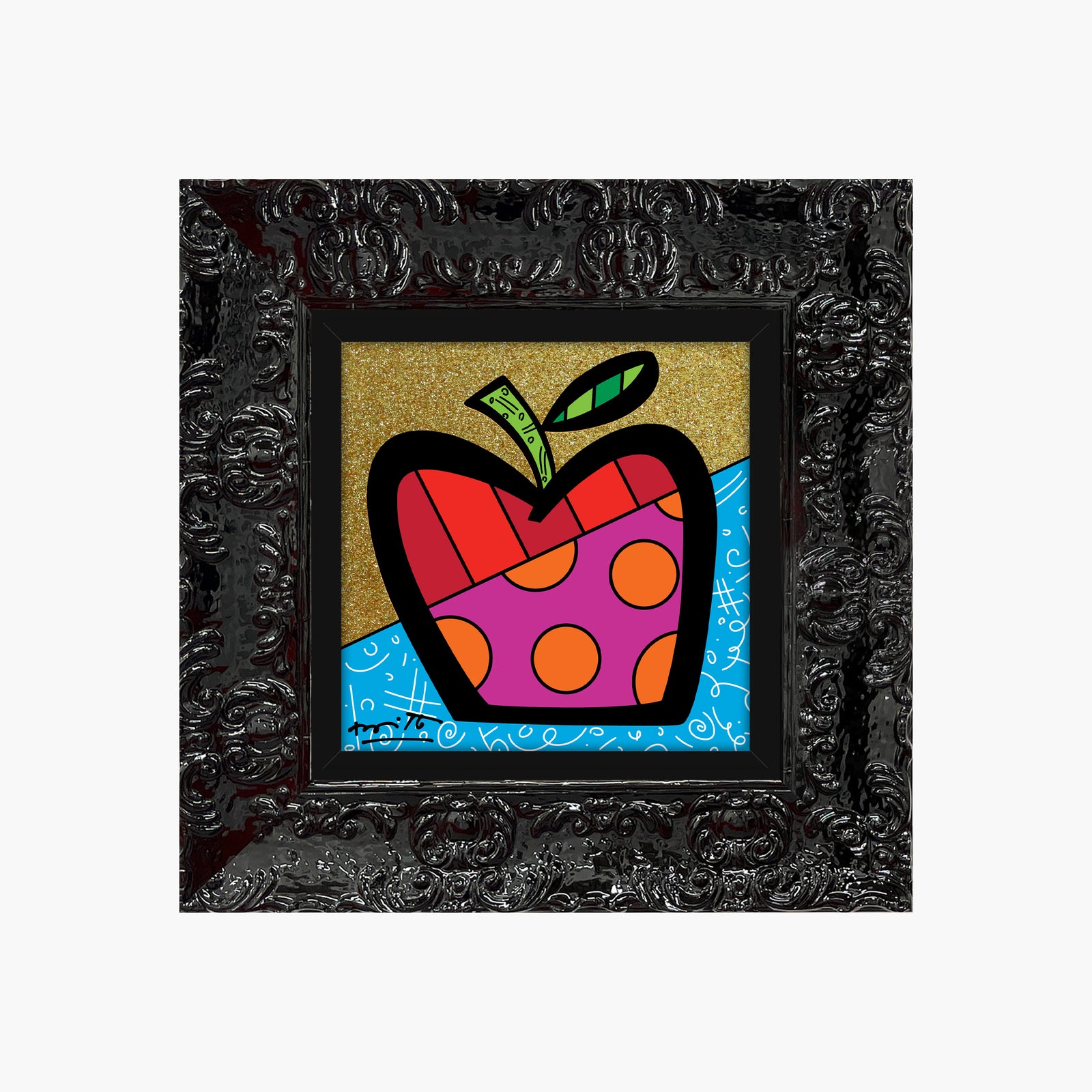 Romero Britto mazel tov apple limited edition  contemporary pop art piece