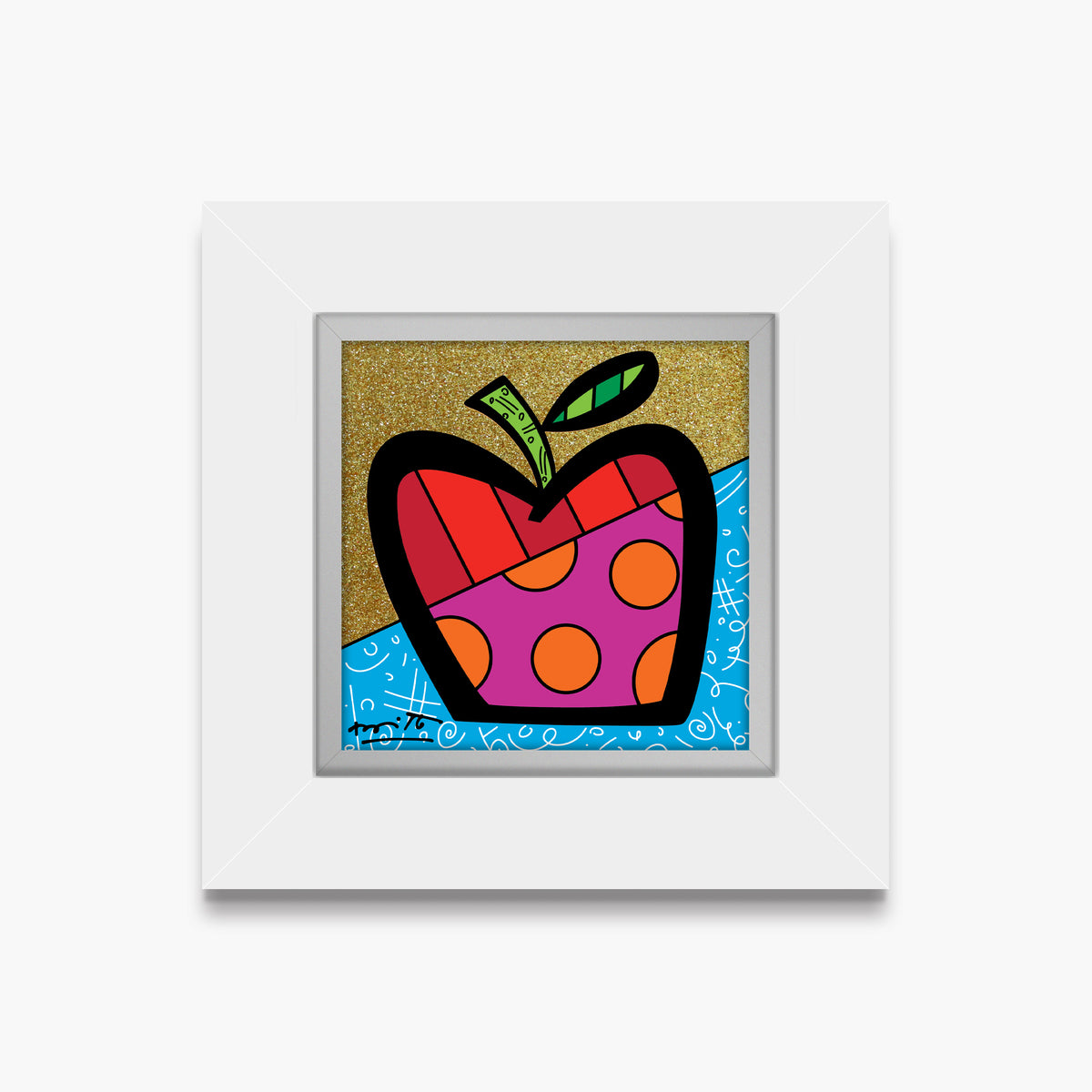 Romero Britto mazel tov apple limited edition  contemporary pop art piece