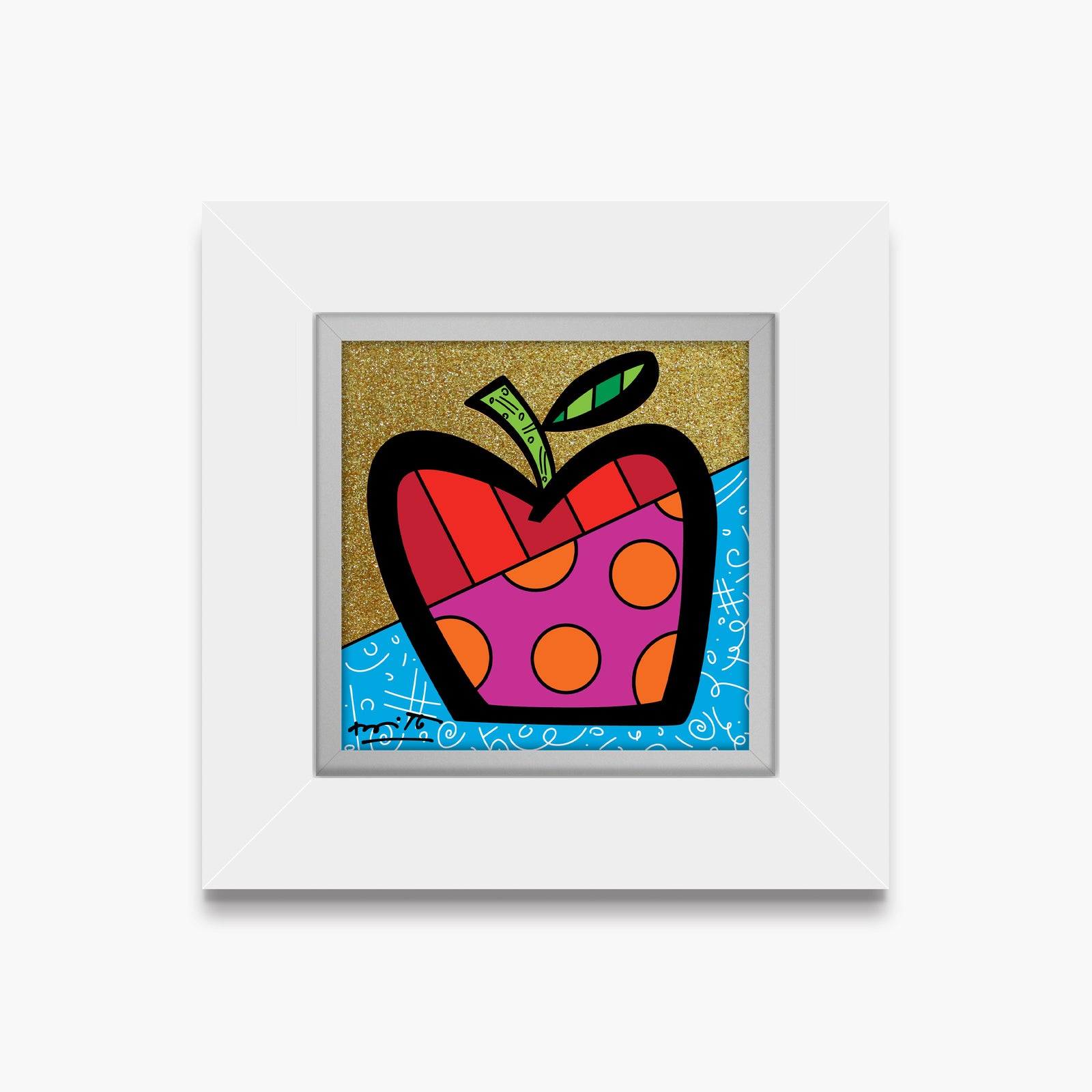 Romero Britto mazel tov apple limited edition  contemporary pop art piece