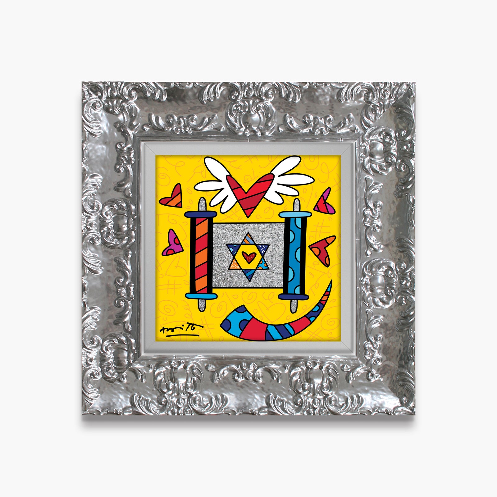 Romero Britto mazel tov torah limited edition  contemporary pop art piece