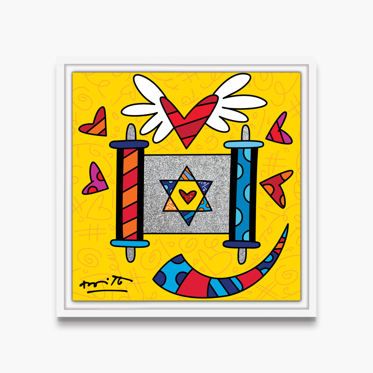 Romero Britto mazel tov torah limited edition  colorful pop art design
