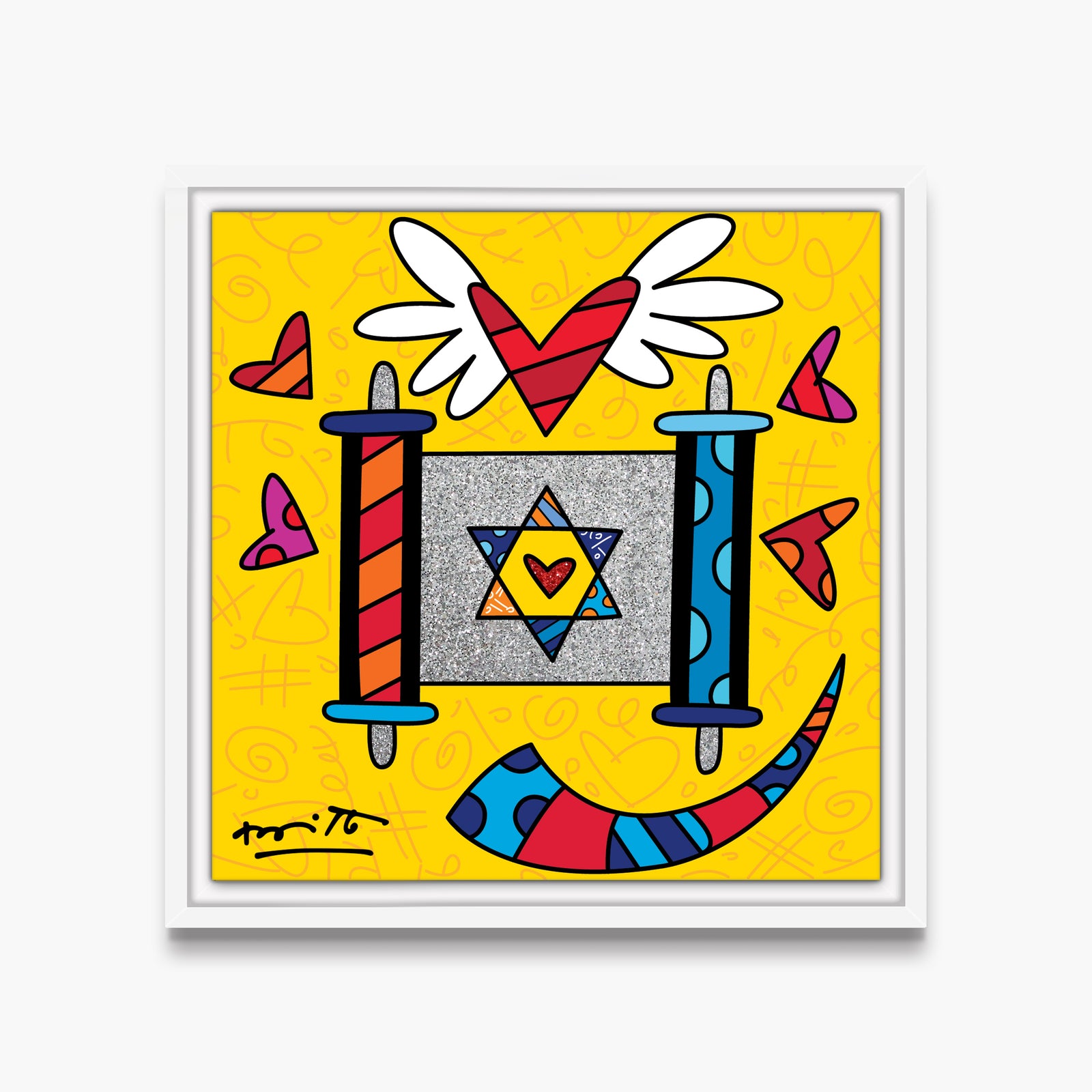 Romero Britto mazel tov torah limited edition  colorful pop art design