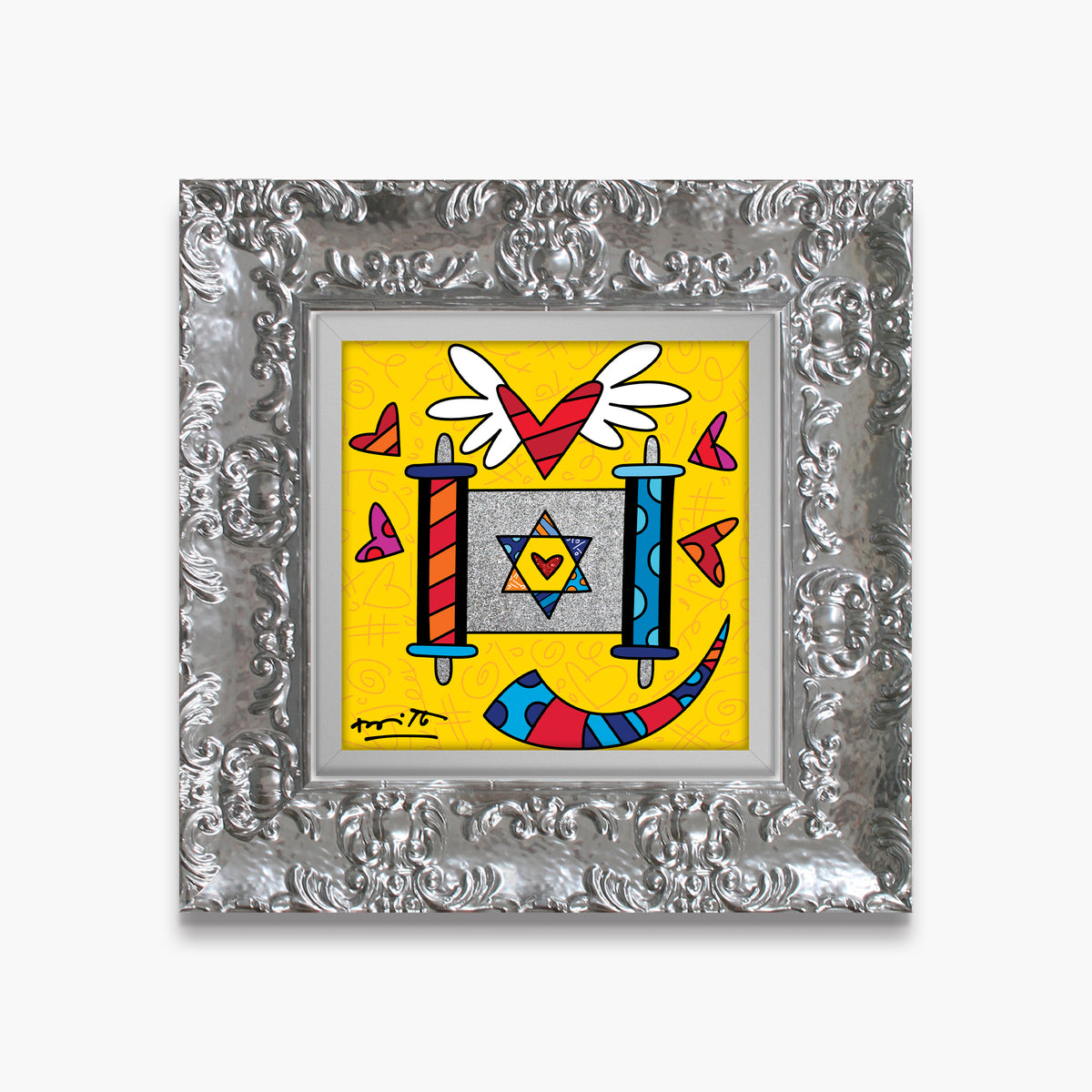Romero Britto mazel tov torah limited edition  contemporary pop art piece