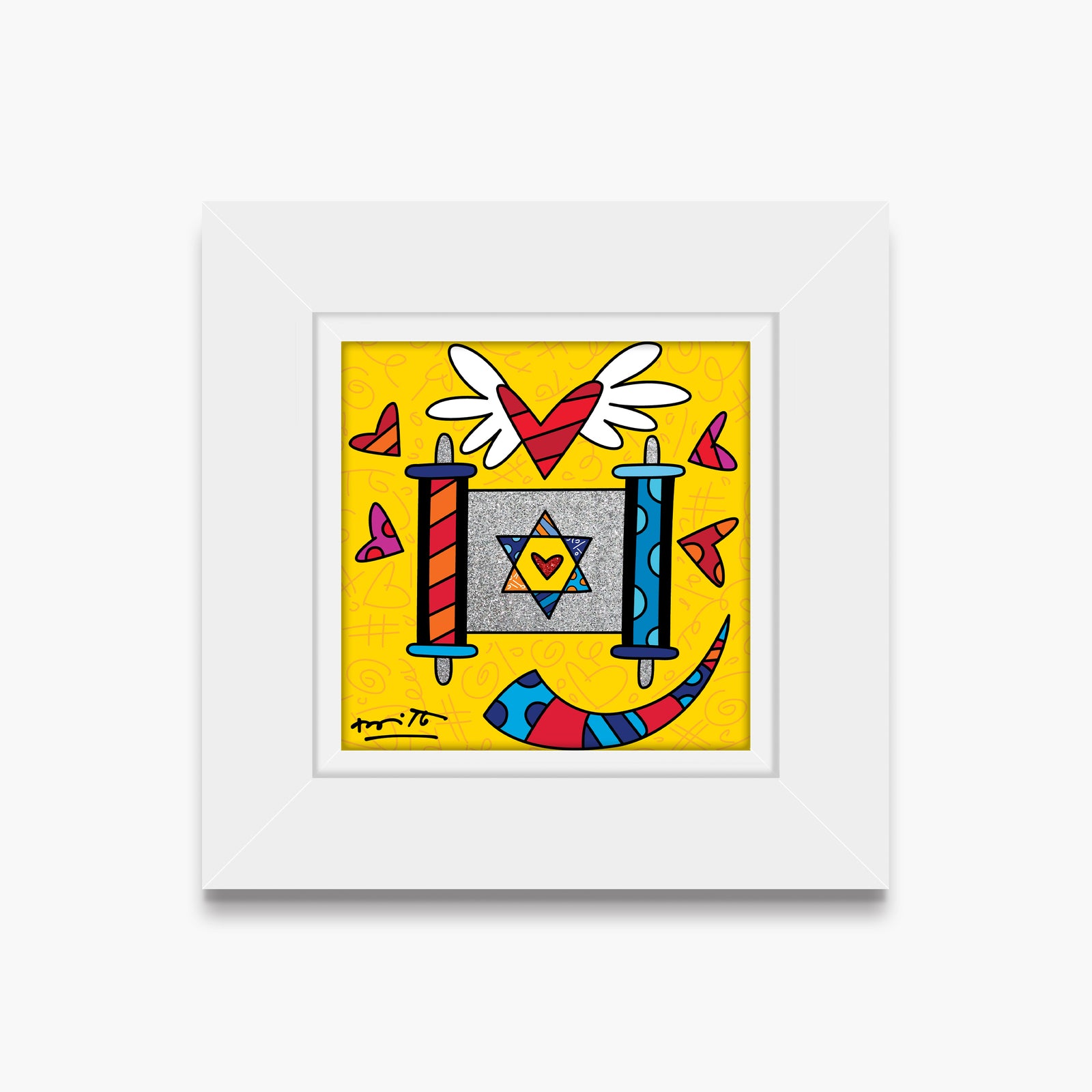 Romero Britto mazel tov torah limited edition  contemporary pop art piece