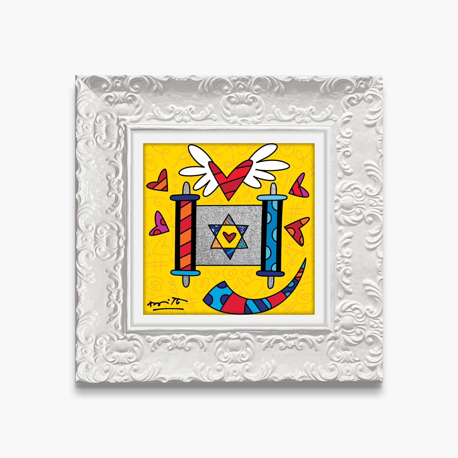 Romero Britto mazel tov torah limited edition  colorful pop art design