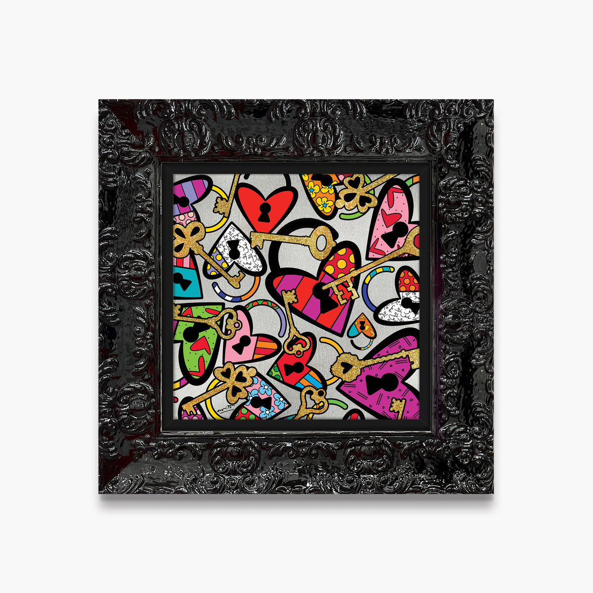 Romero Britto locks of love limited edition  contemporary pop art piece