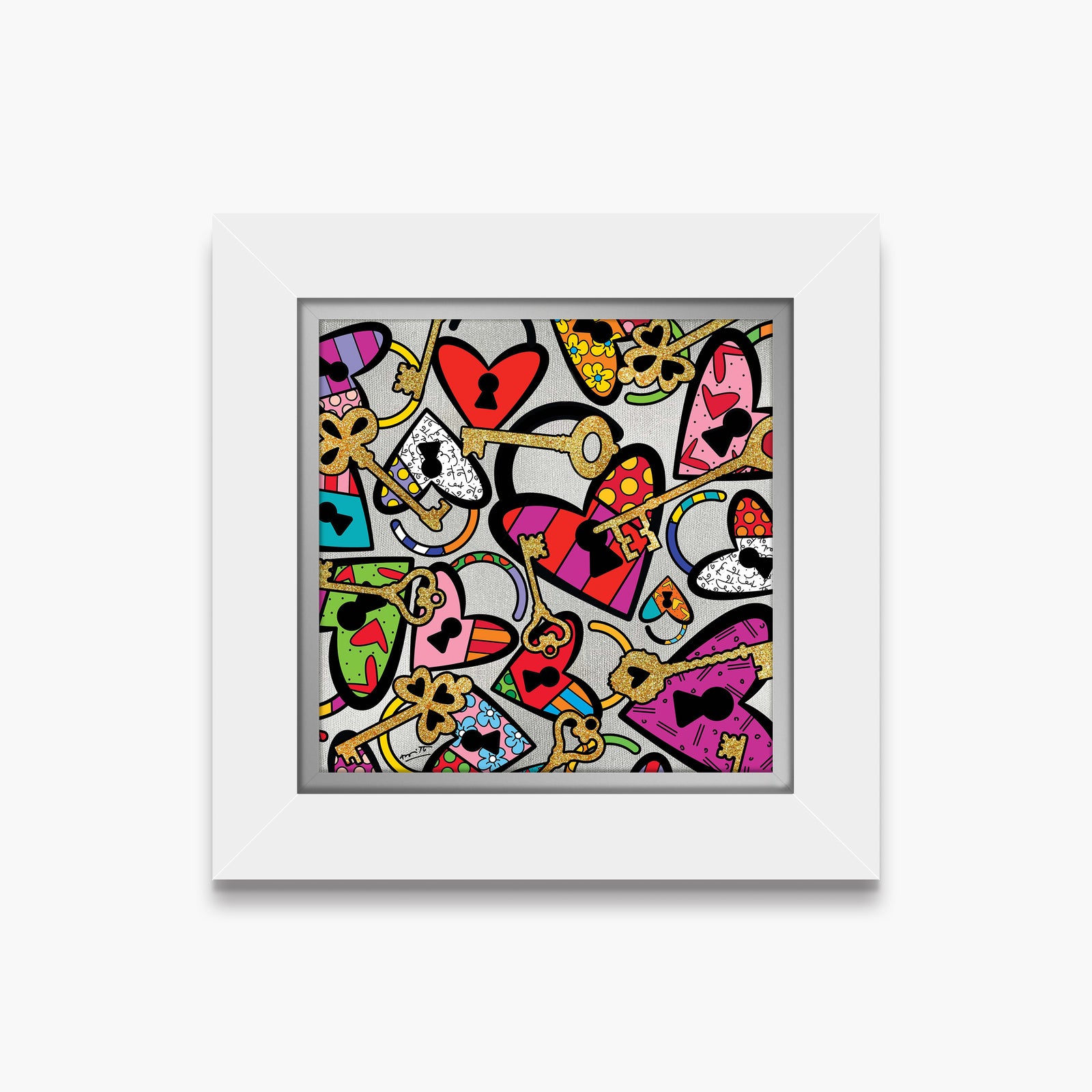 Romero Britto locks of love limited edition  contemporary pop art piece