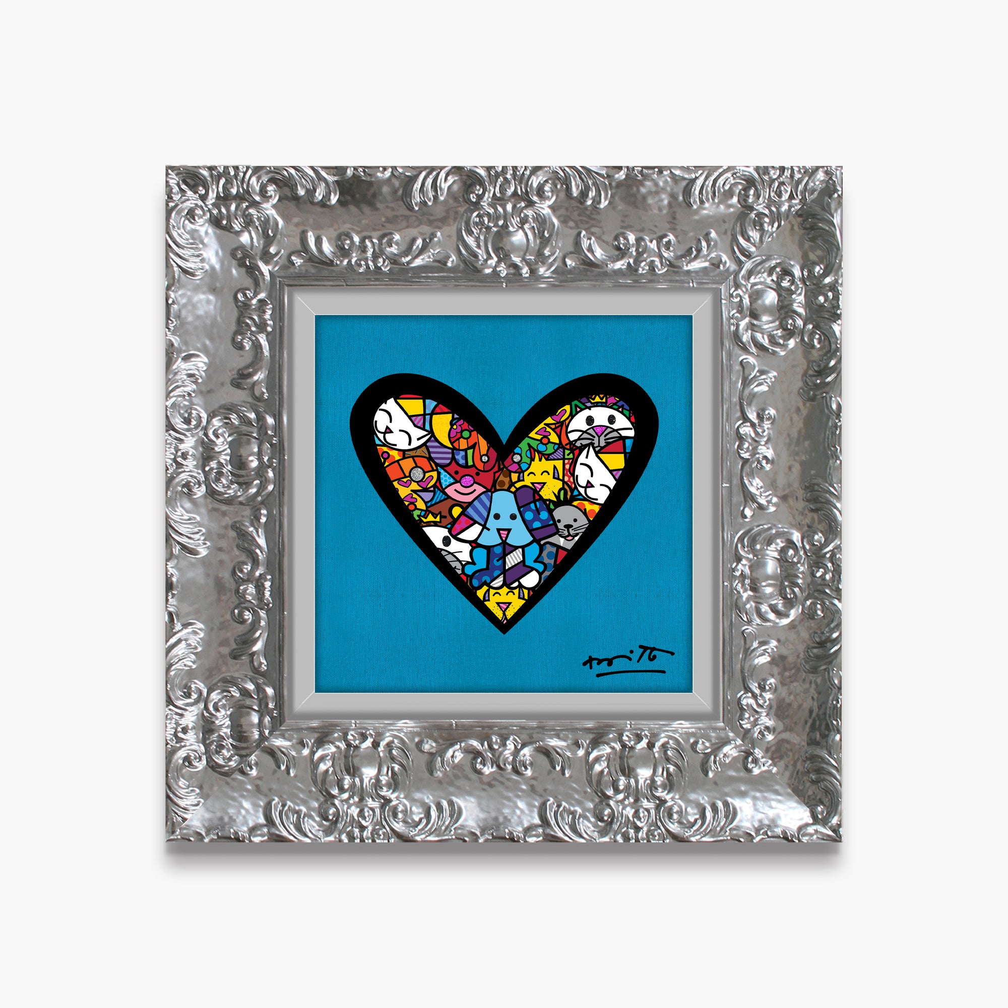 I Love Animals (Metallic Cyan) - Limited Edition Print - Shop Britto