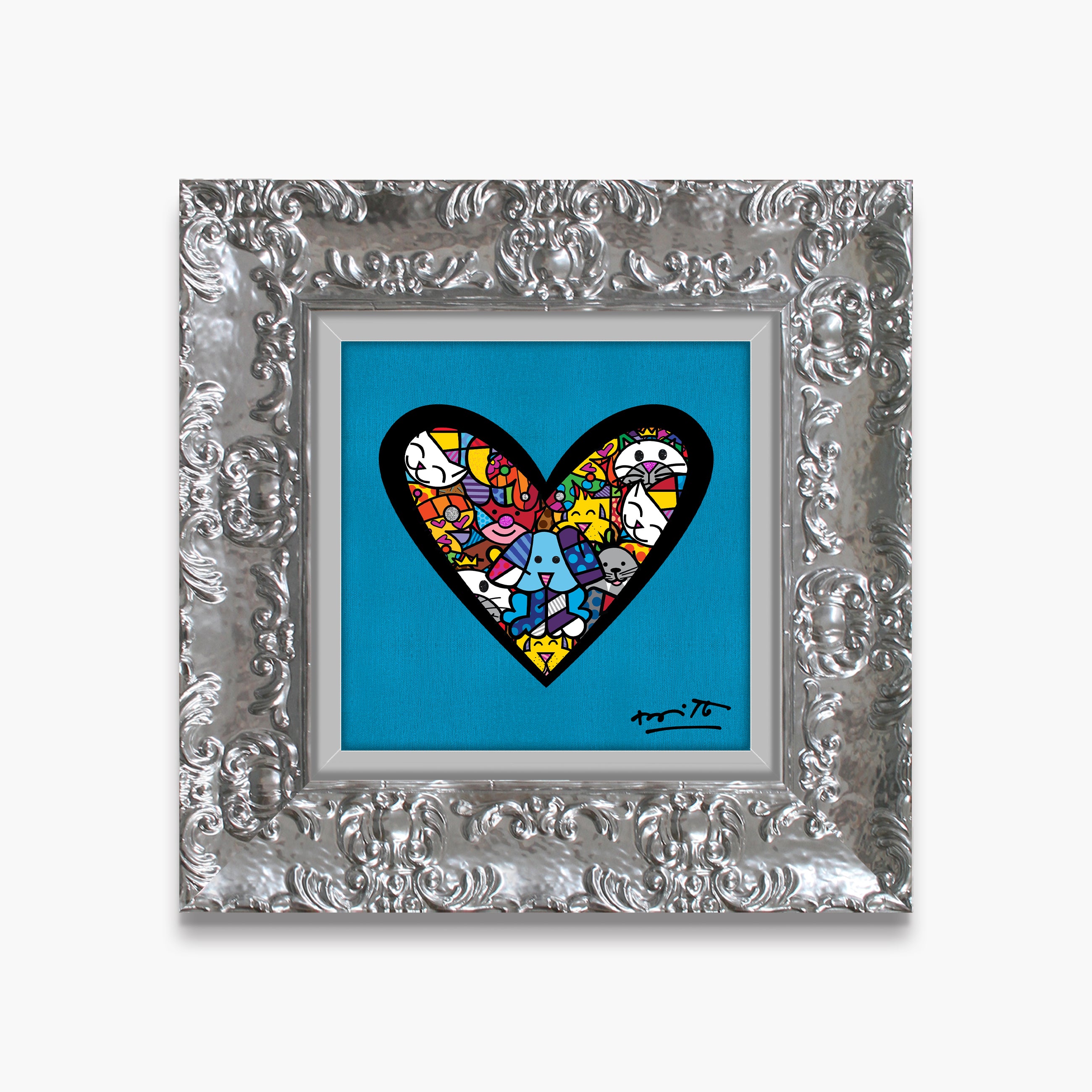 I Love Animals (Metallic Cyan) - Limited Edition Print - Shop Britto I Love Animals (Metallic Cyan) - Limited Edition Print - Shop Britto