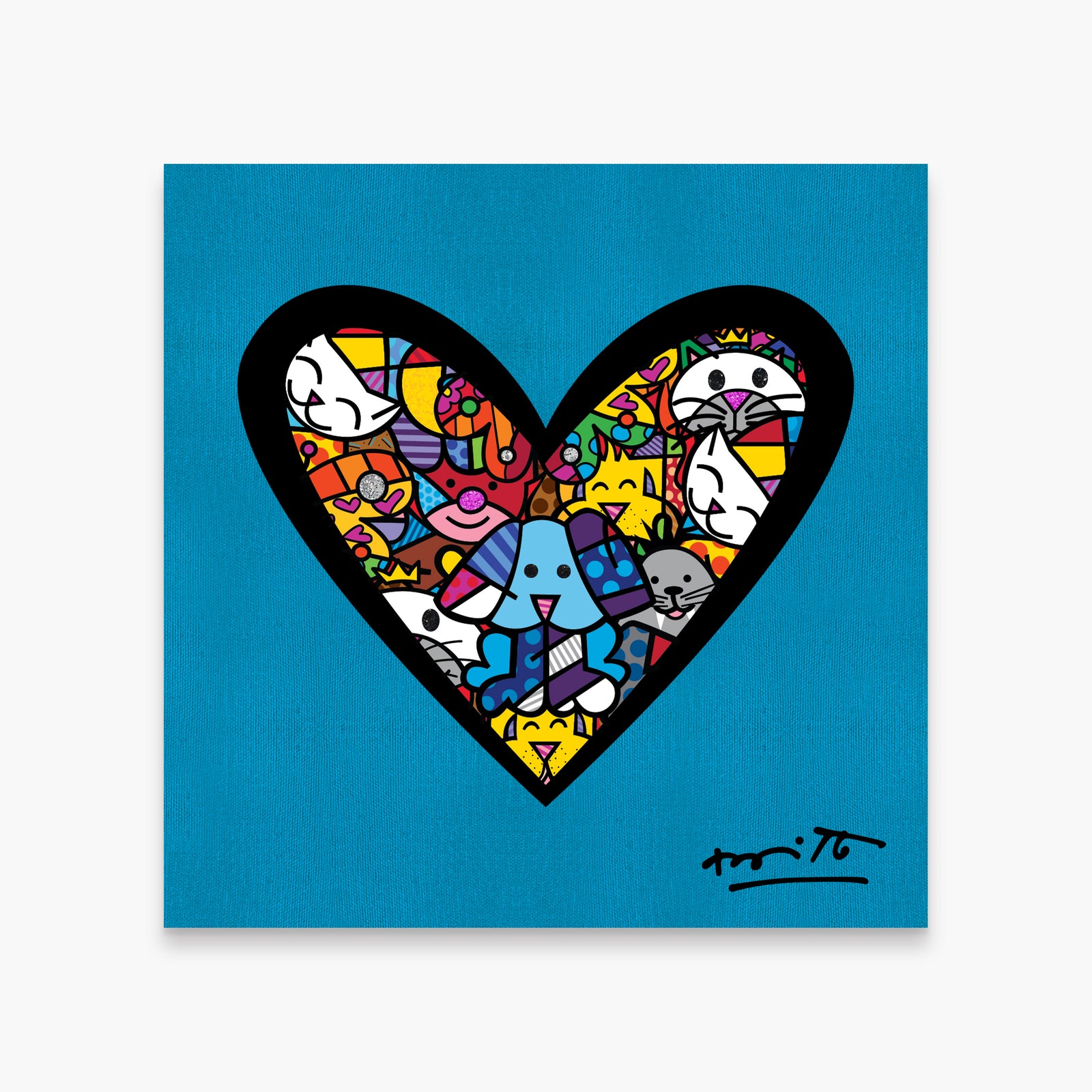 I Love Animals (Metallic Cyan) - Limited Edition Print