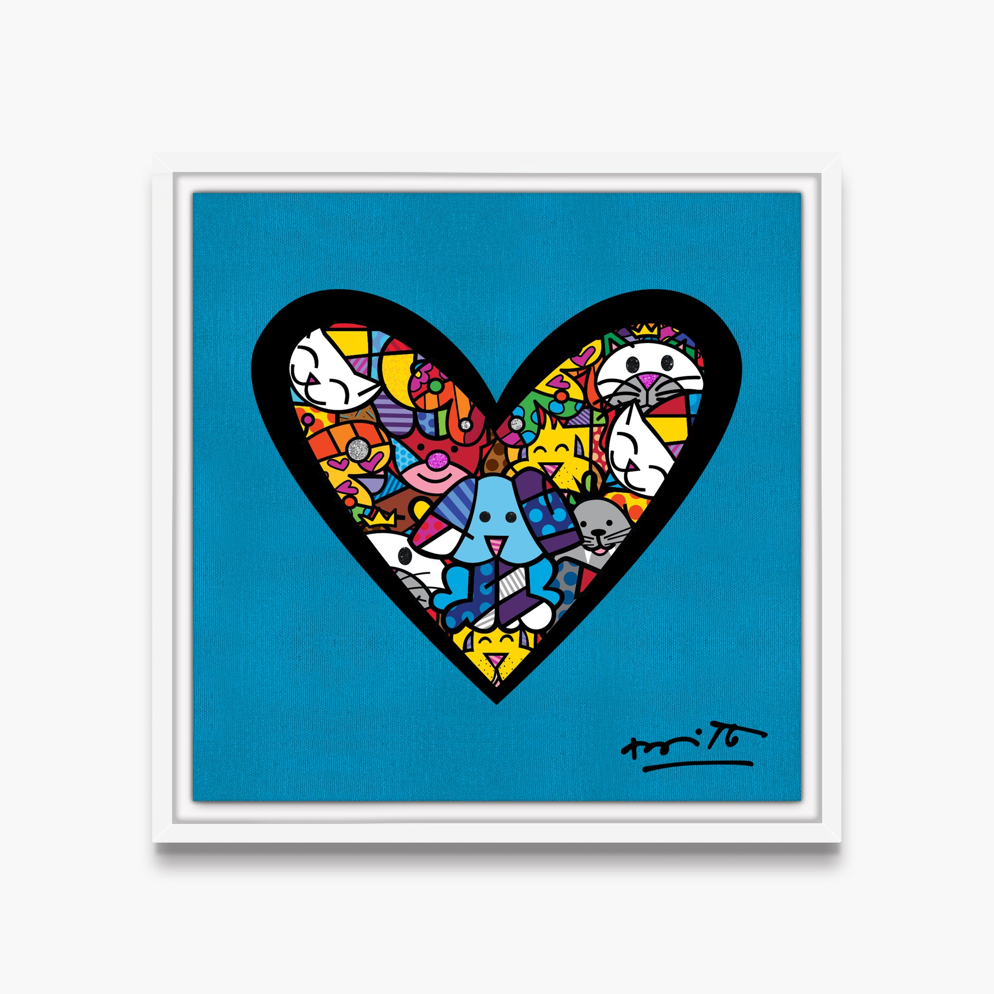 I Love Animals (Metallic Cyan) - Limited Edition Print - Shop Britto