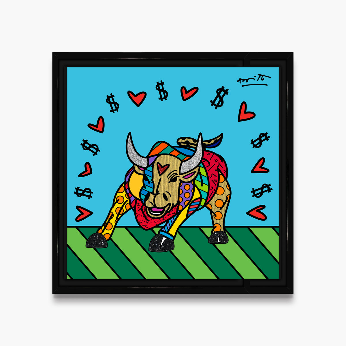 Romero Britto for good luck limited edition  contemporary pop art piece