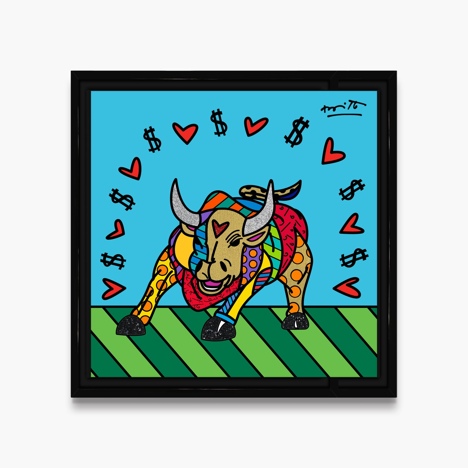 Romero Britto for good luck limited edition  contemporary pop art piece