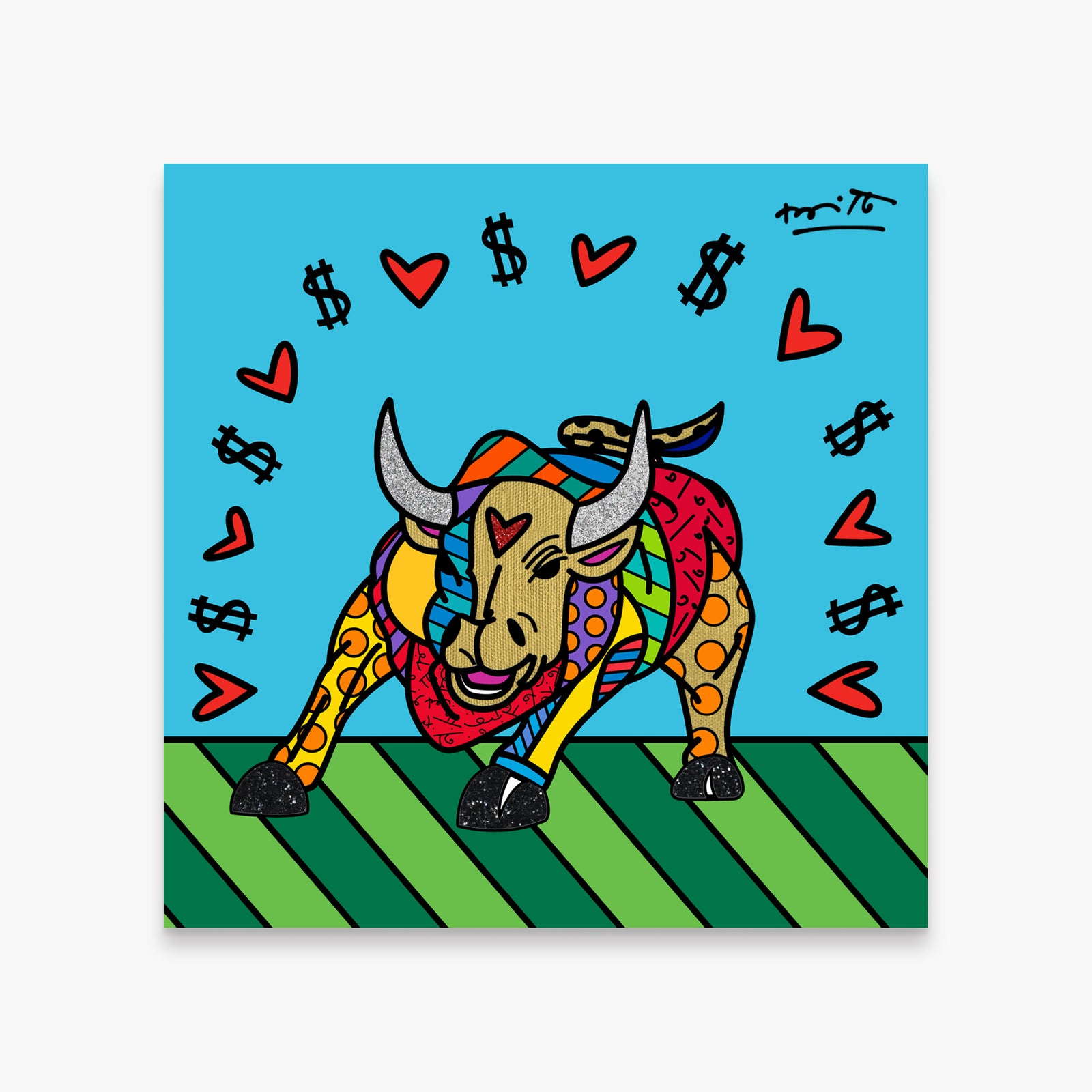 Romero Britto for good luck limited edition  colorful pop art design