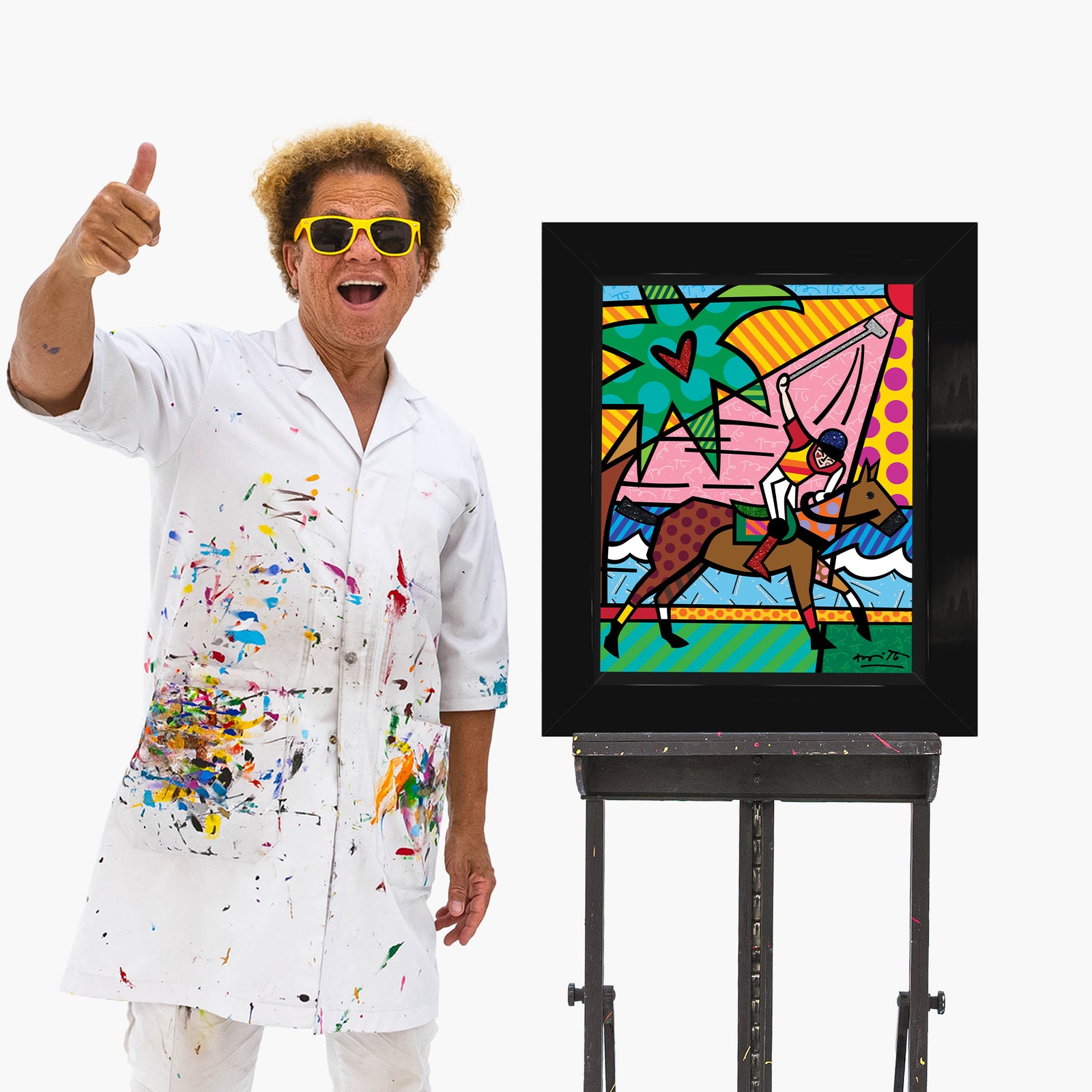 Romero Britto miami beach polo limited edition  colorful pop art design