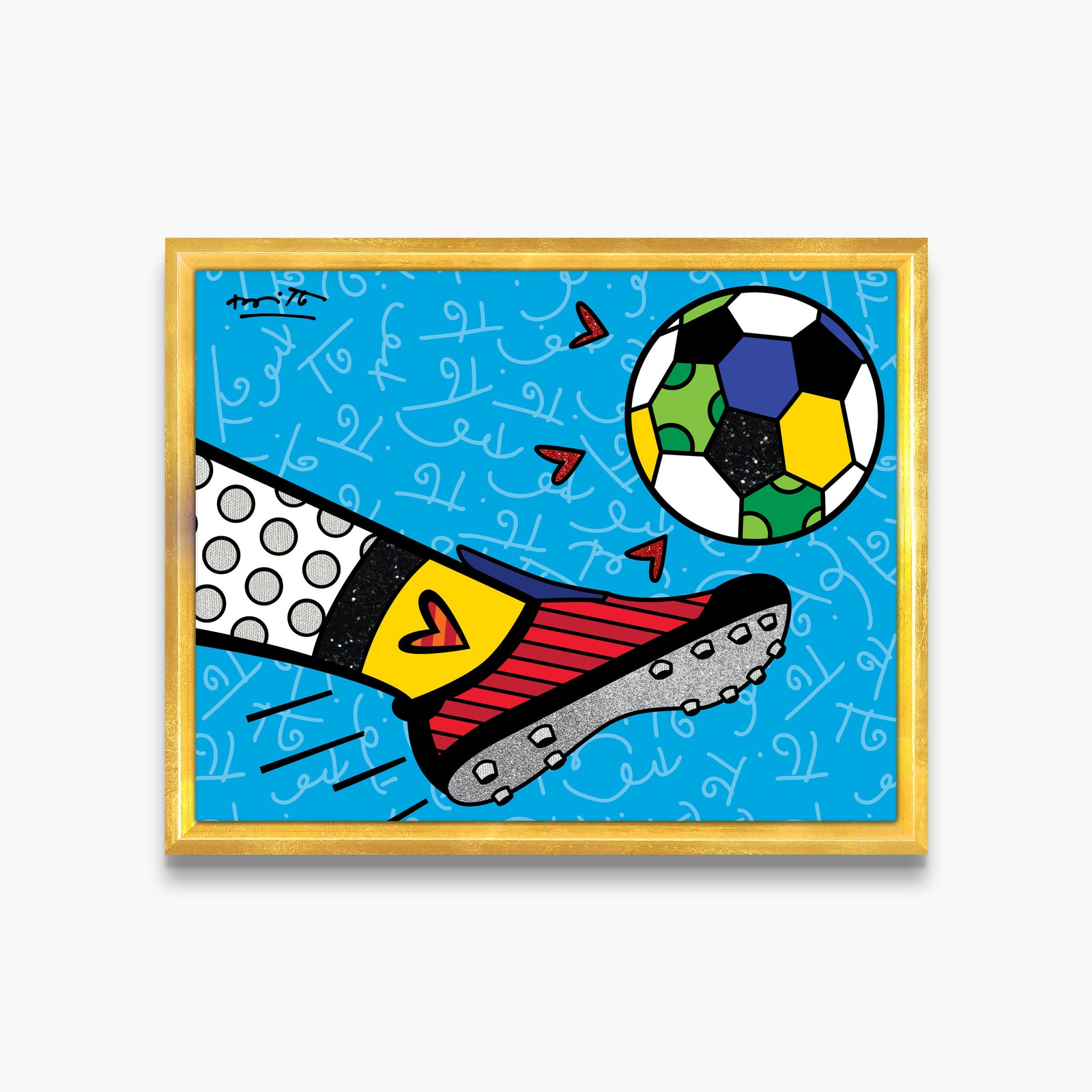 Romero Britto goalll limited edition print  colorful pop art design