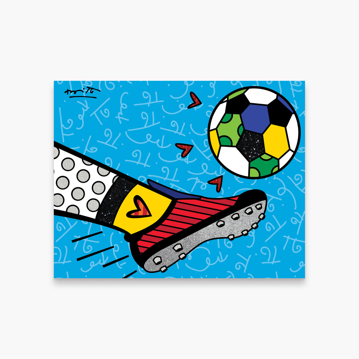 Romero Britto goalll limited edition print  colorful pop art design