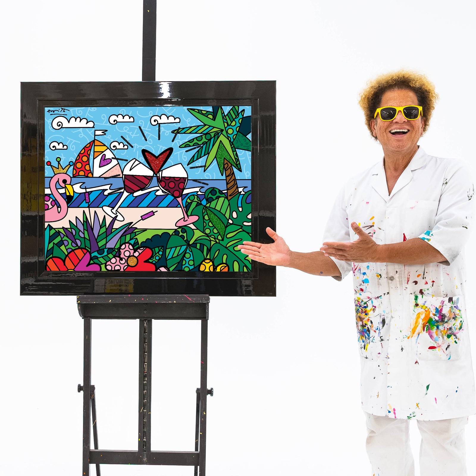 Romero Britto miami beach paradise limited edition  colorful pop art design