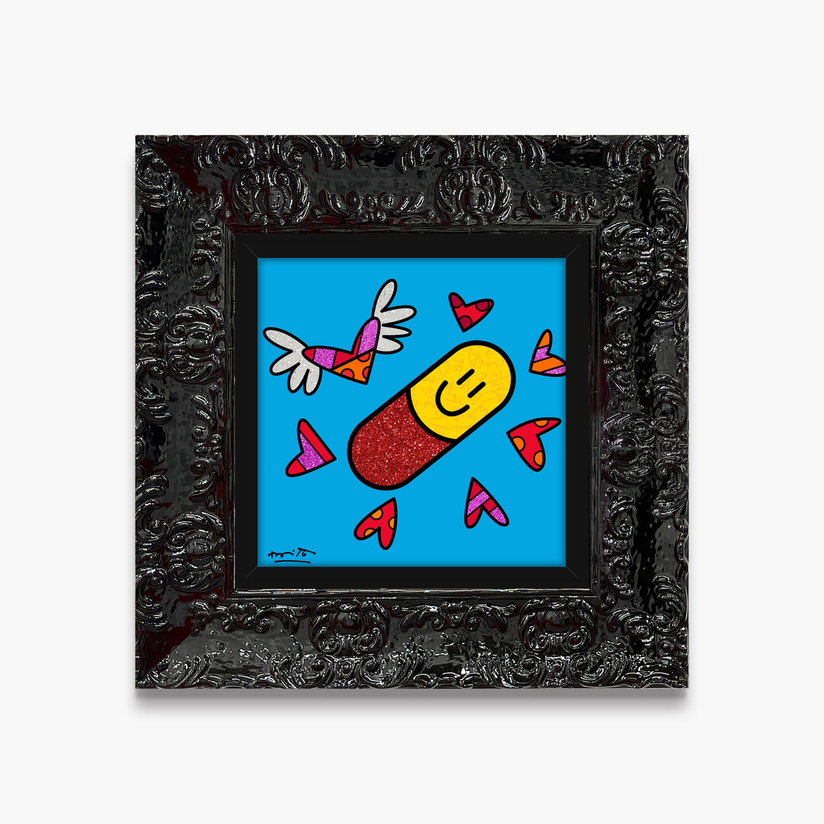modern pop art happy pill limited edition print  vibrant home decor