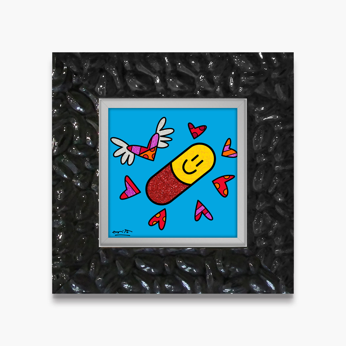 modern pop art happy pill limited edition print  vibrant home decor