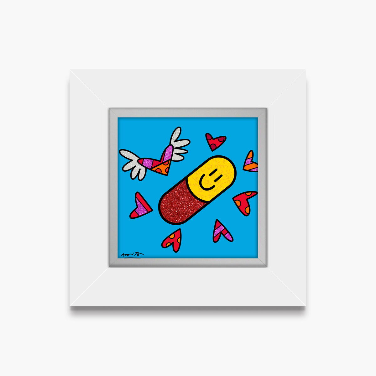modern pop art happy pill limited edition print  vibrant home decor