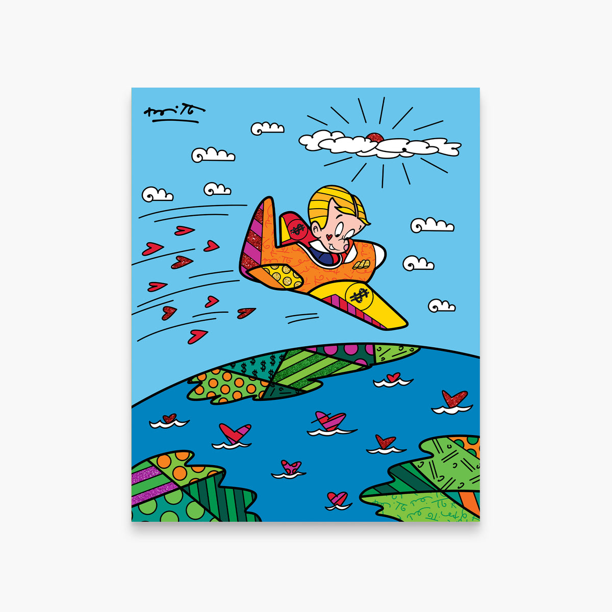 Romero Britto at the top richie rich  colorful pop art design