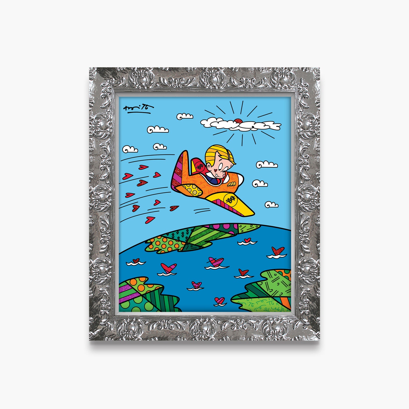 Romero Britto at the top richie rich  colorful pop art design