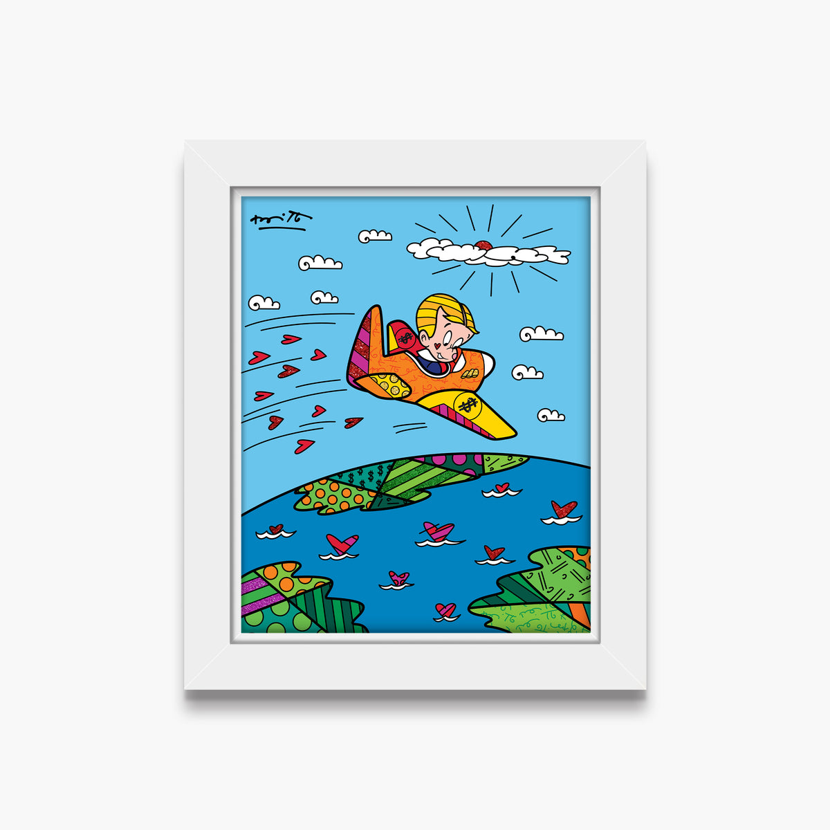 Romero Britto at the top richie rich  contemporary pop art piece
