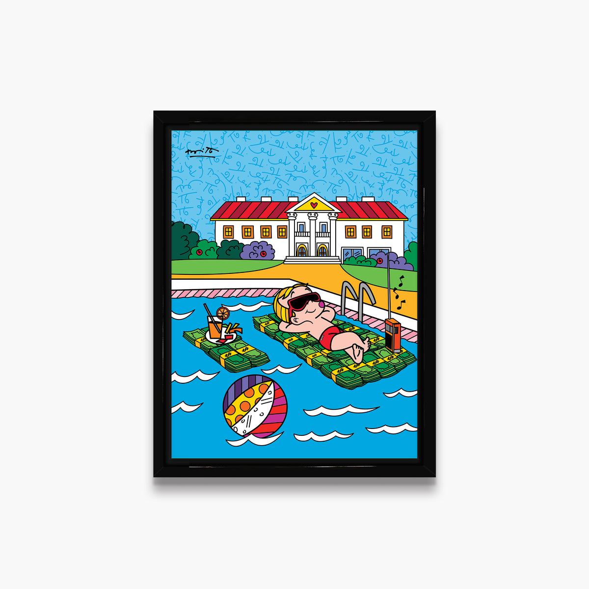 Romero Britto life is good richie rich  colorful pop art design