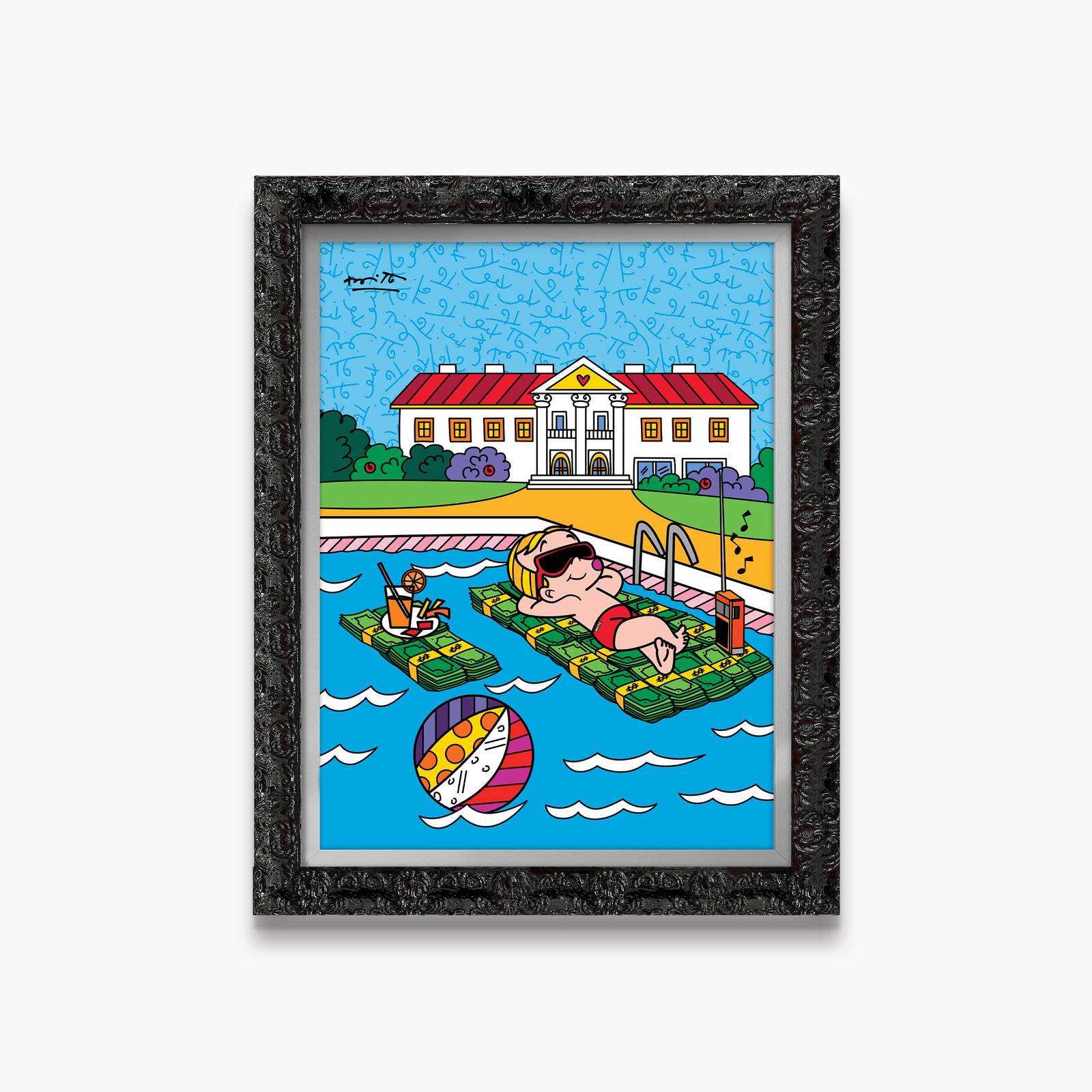 Romero Britto life is good richie rich  colorful pop art design