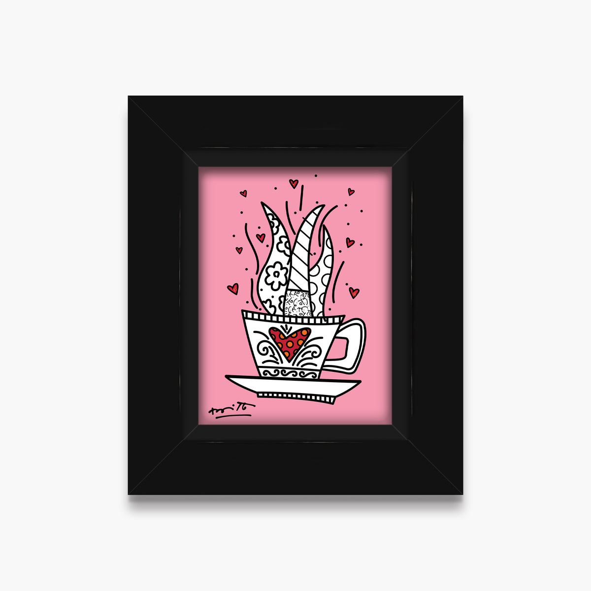 Romero Britto good morning pink limited edition  colorful pop art design
