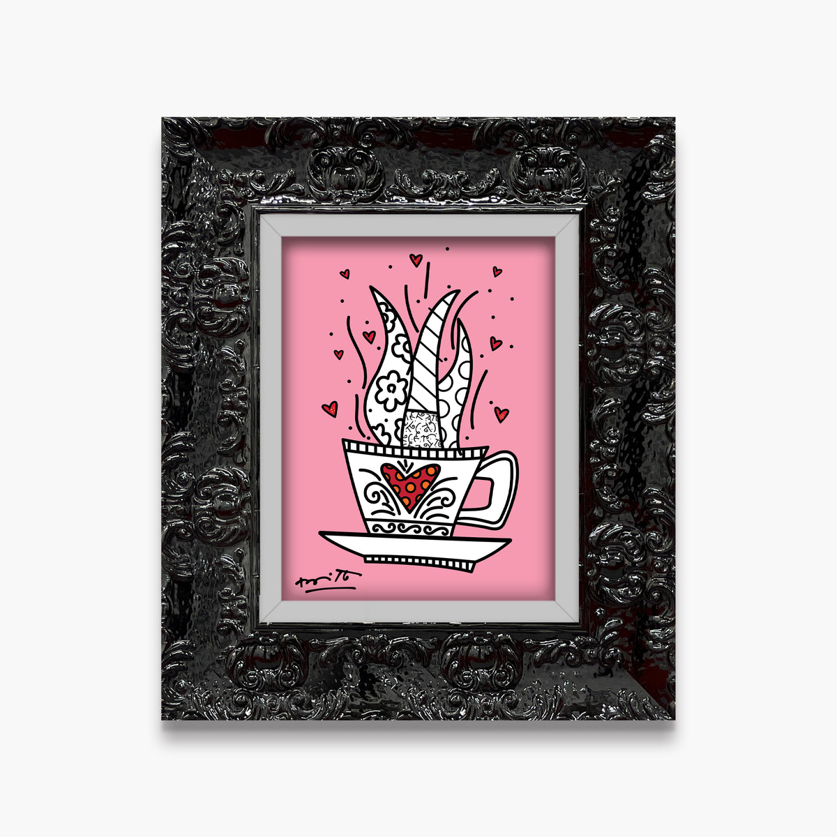 Romero Britto good morning pink limited edition  contemporary pop art piece