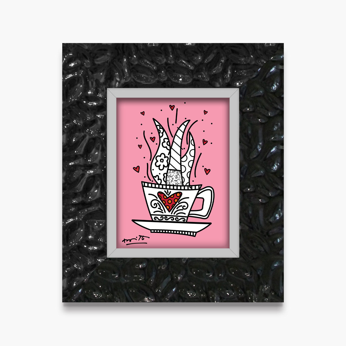 Romero Britto good morning pink limited edition  colorful pop art design