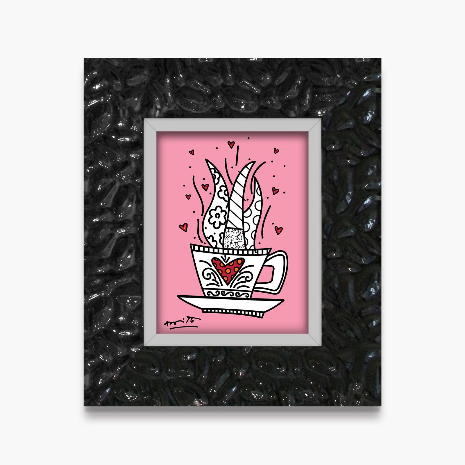 Romero Britto good morning pink limited edition  colorful pop art design
