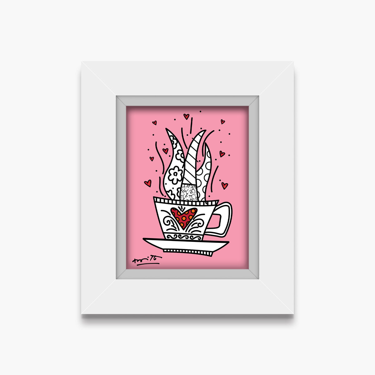 Romero Britto good morning pink limited edition  contemporary pop art piece