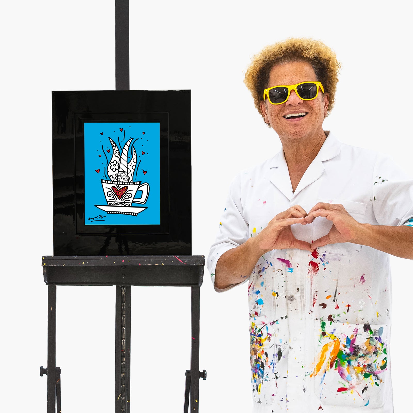 Romero Britto good morning blue limited edition  colorful pop art design