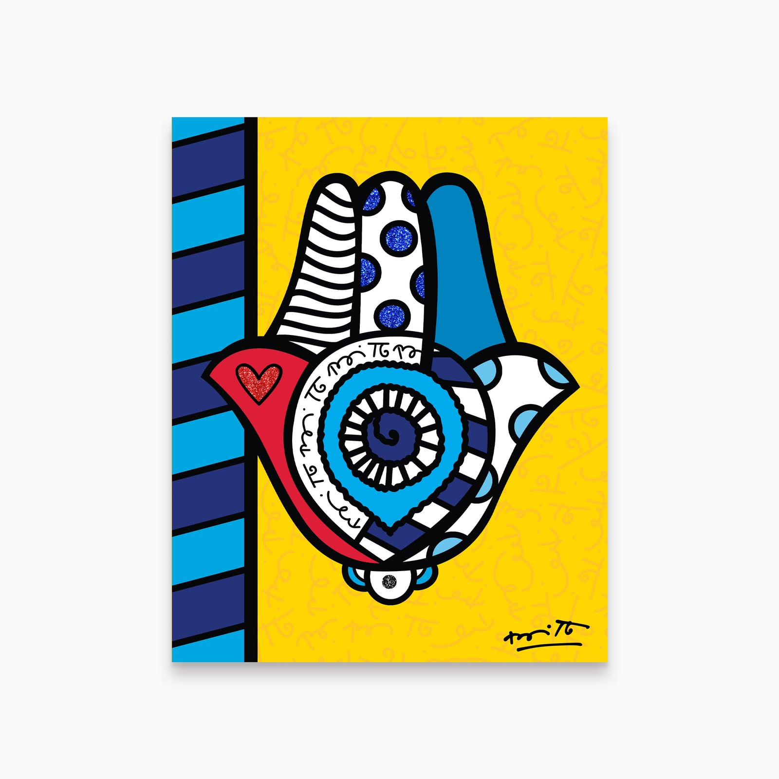 Romero Britto good luck limited edition print  colorful pop art design