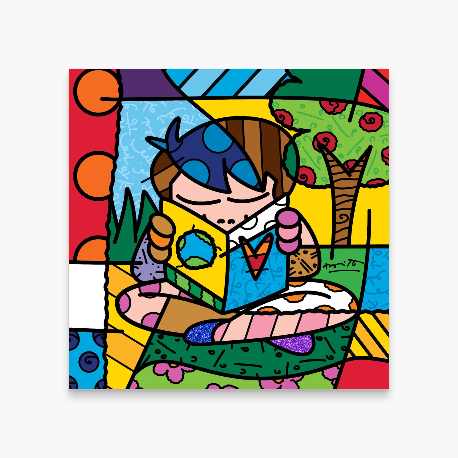 Romero Britto my journey limited edition print  colorful pop art design